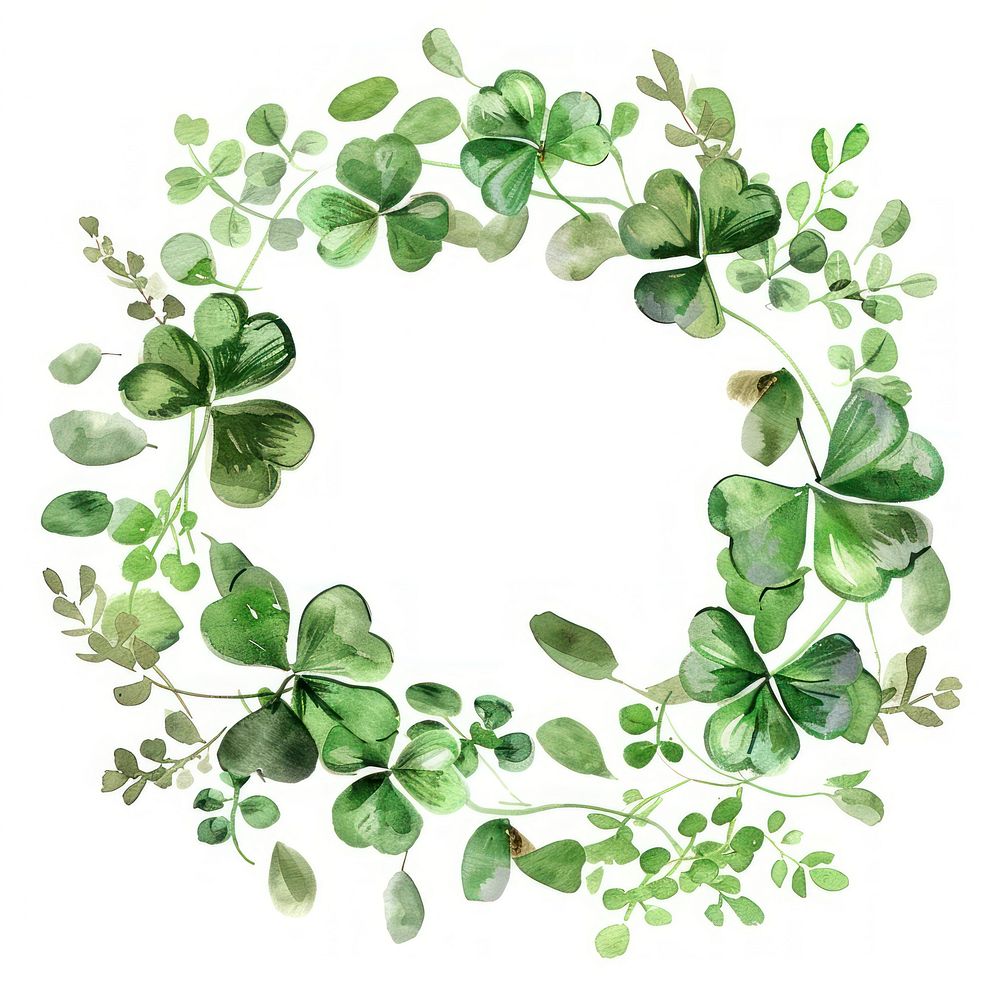 Lucky clover border watercolor pattern plant green.