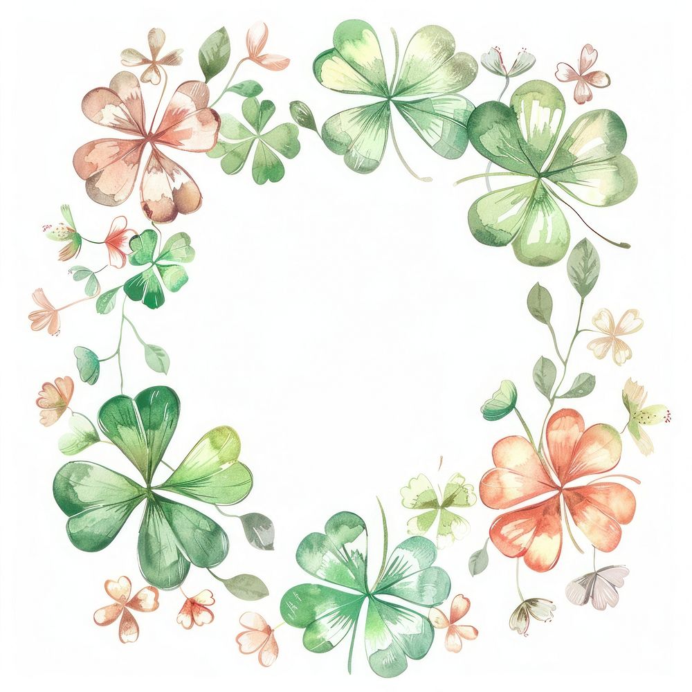 Lucky clover border watercolor backgrounds pattern plant.