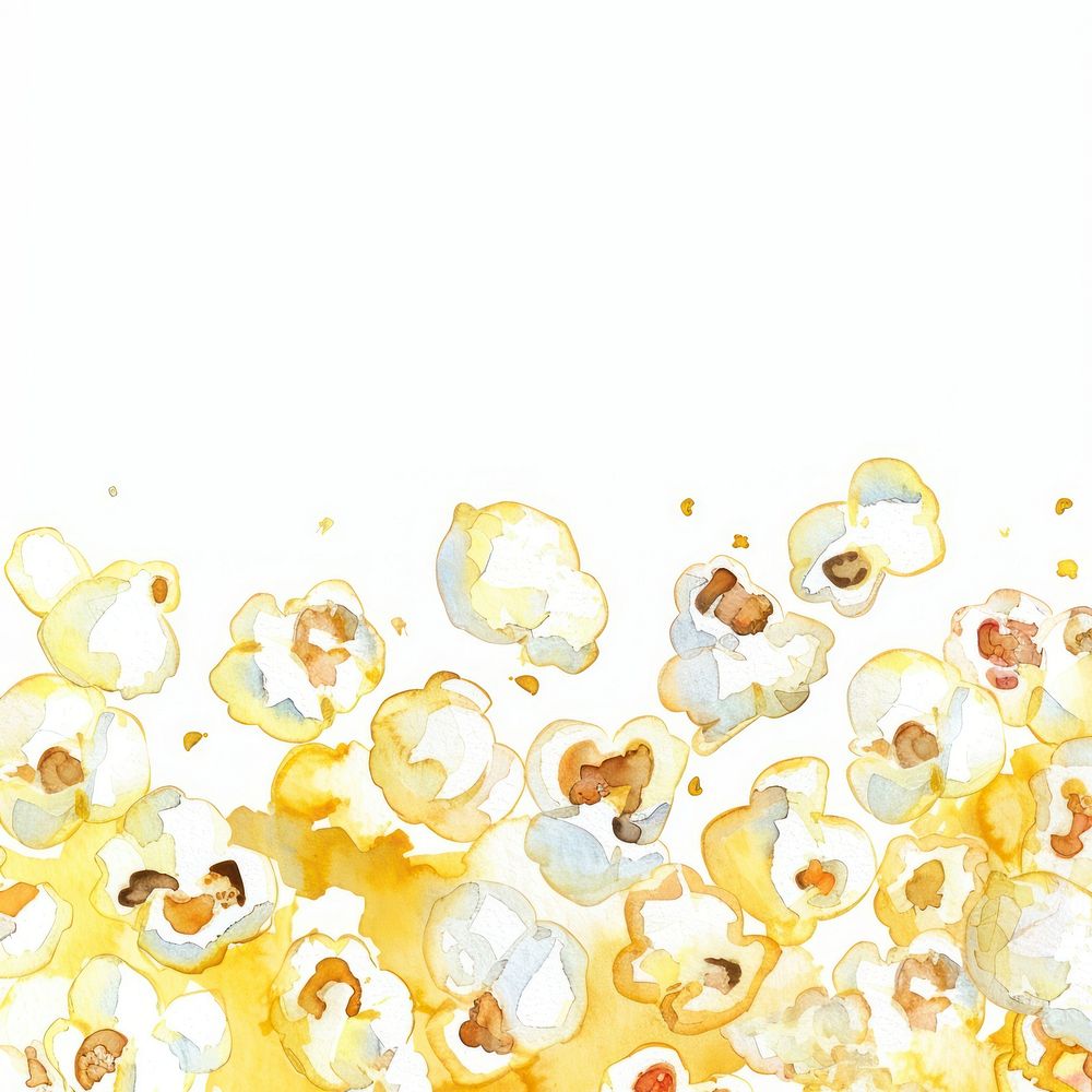 Movie popcorn border watercolor backgrounds abstract pattern.