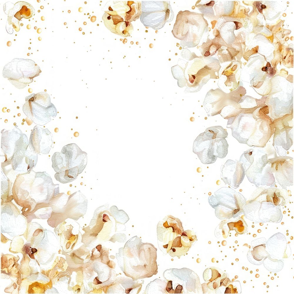 Popcorn border watercolor backgrounds white background weathered.