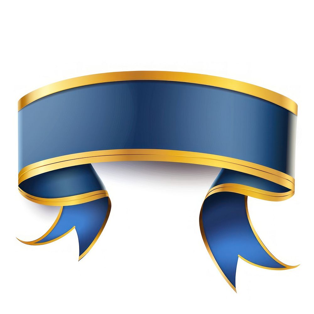 Gradient Ribbon blue gold award symbol logo.