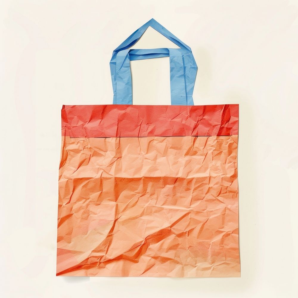 Shopping bag paper white background crumpled.