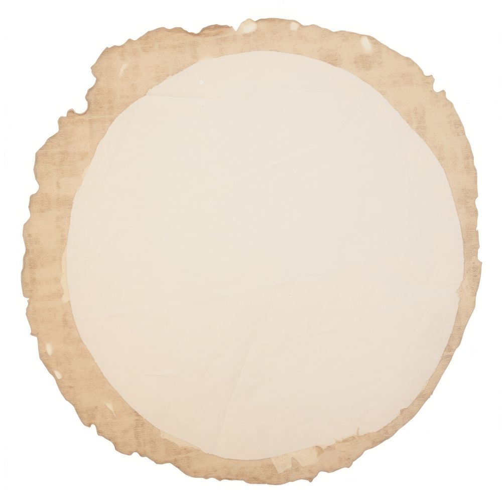 Circle shape ripped paper white background textured dishware.