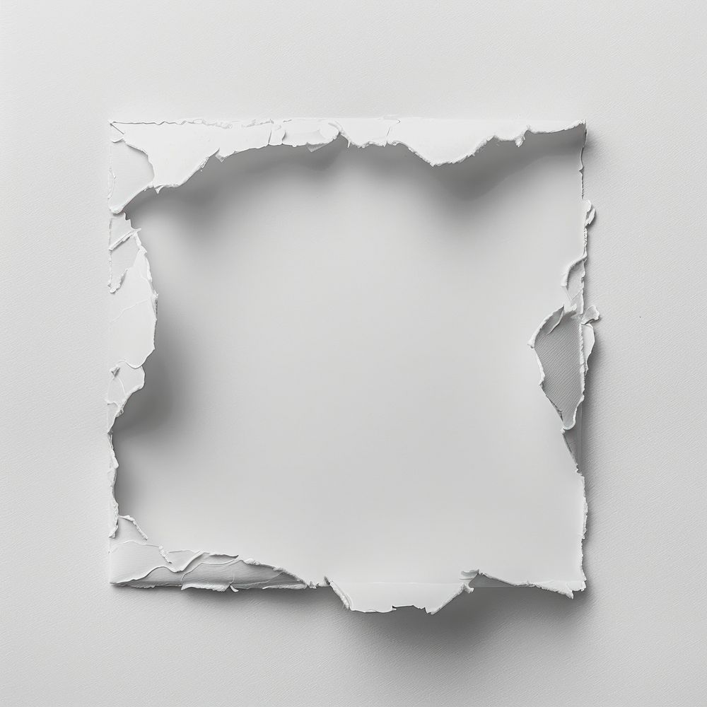 Torn paper in square shaped backgrounds white monochrome.