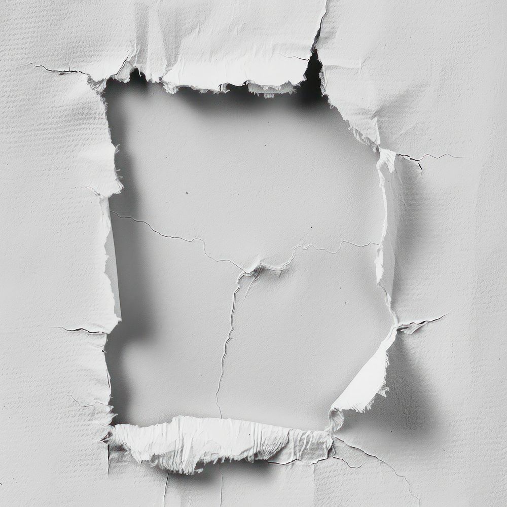 Torn paper in square shaped backgrounds white monochrome.
