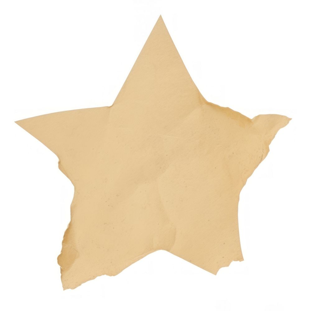 Star shape ripped paper white background textured stained.