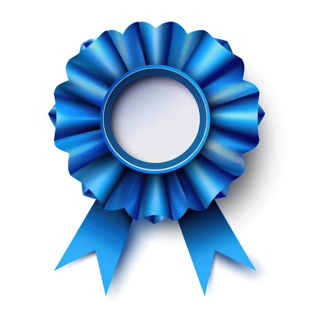 Gradient blue Ribbon award badge icon paper logo.