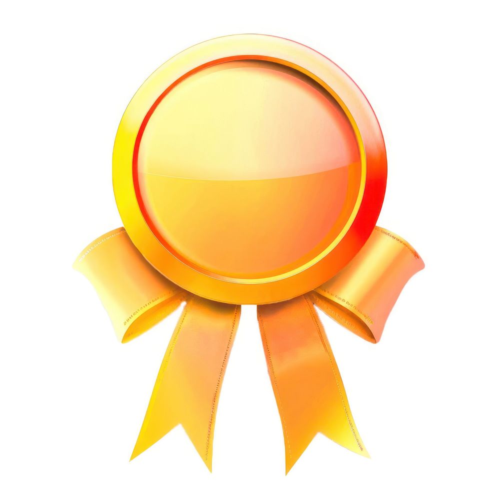 Gradient gold Ribbon award badge icon chandelier lamp symbol.