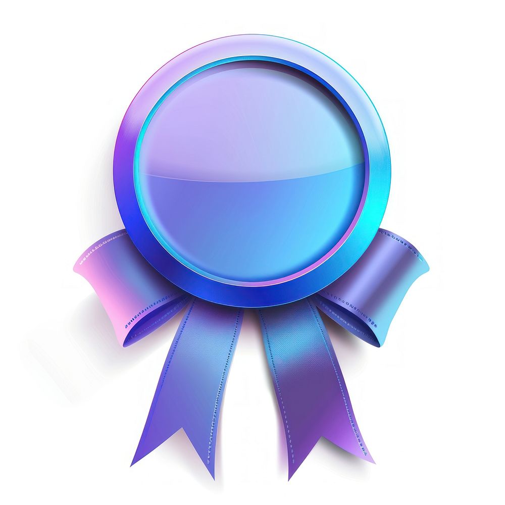 Gradient blue Ribbon award badge icon purple symbol logo.
