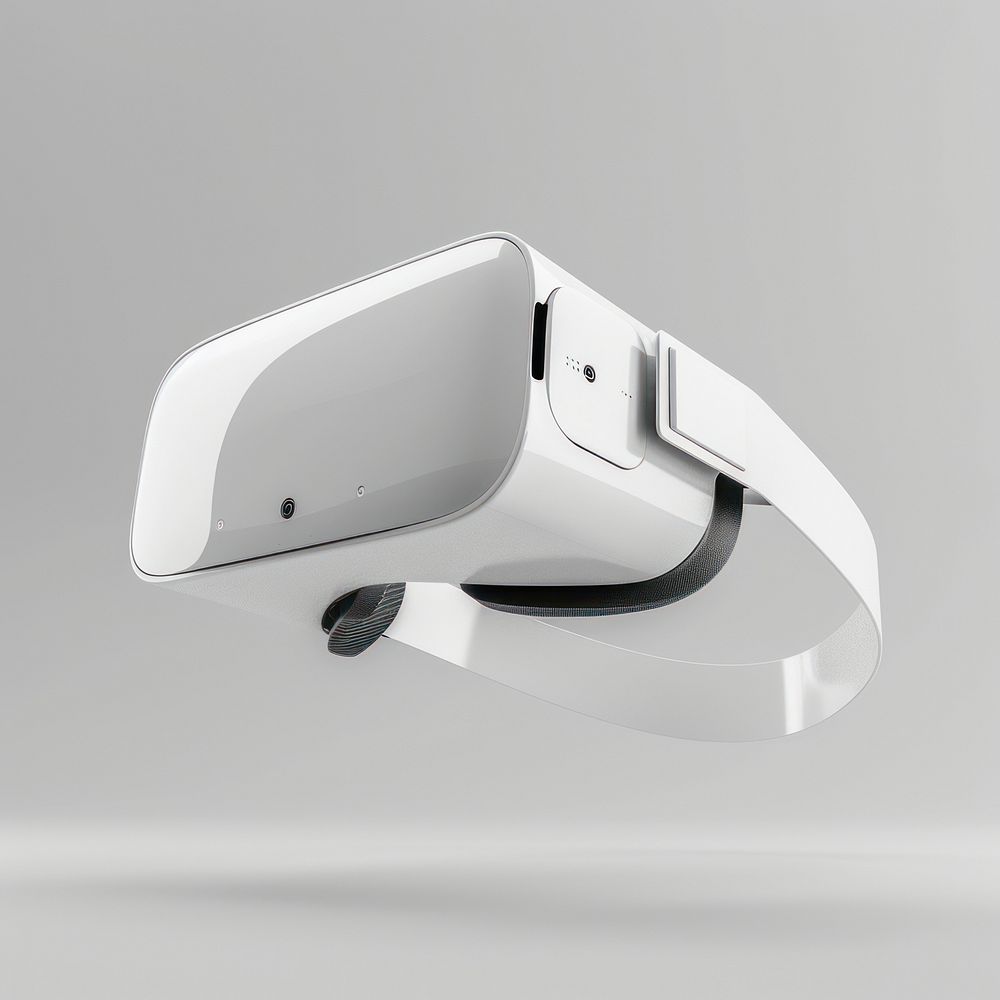 Blank wite VR headset mockup electronics.