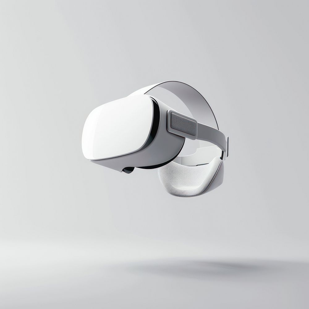 Blank wite VR headset mockup vr headset bathroom indoors.
