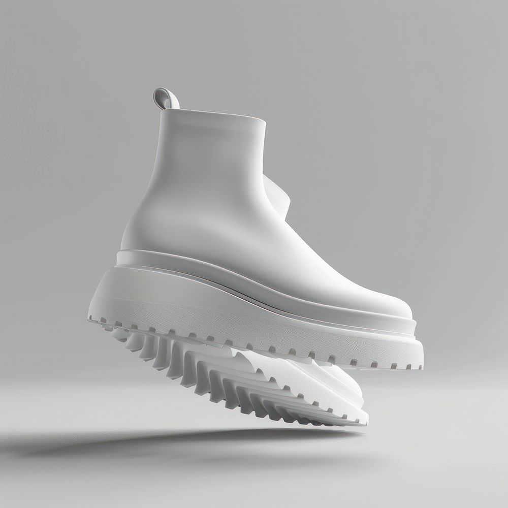 Blank wite boots mockup clothing footwear apparel.