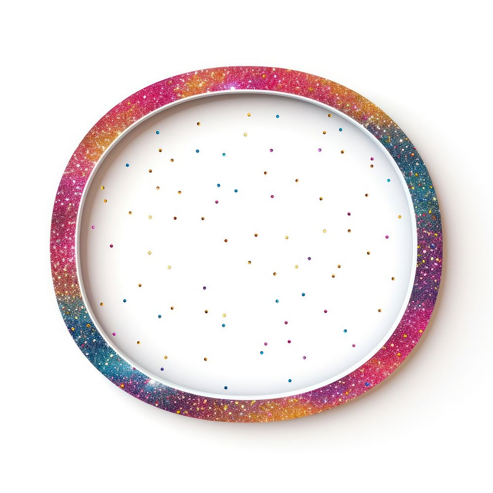 Frame glitter oval porcelain sprinkles confetti.