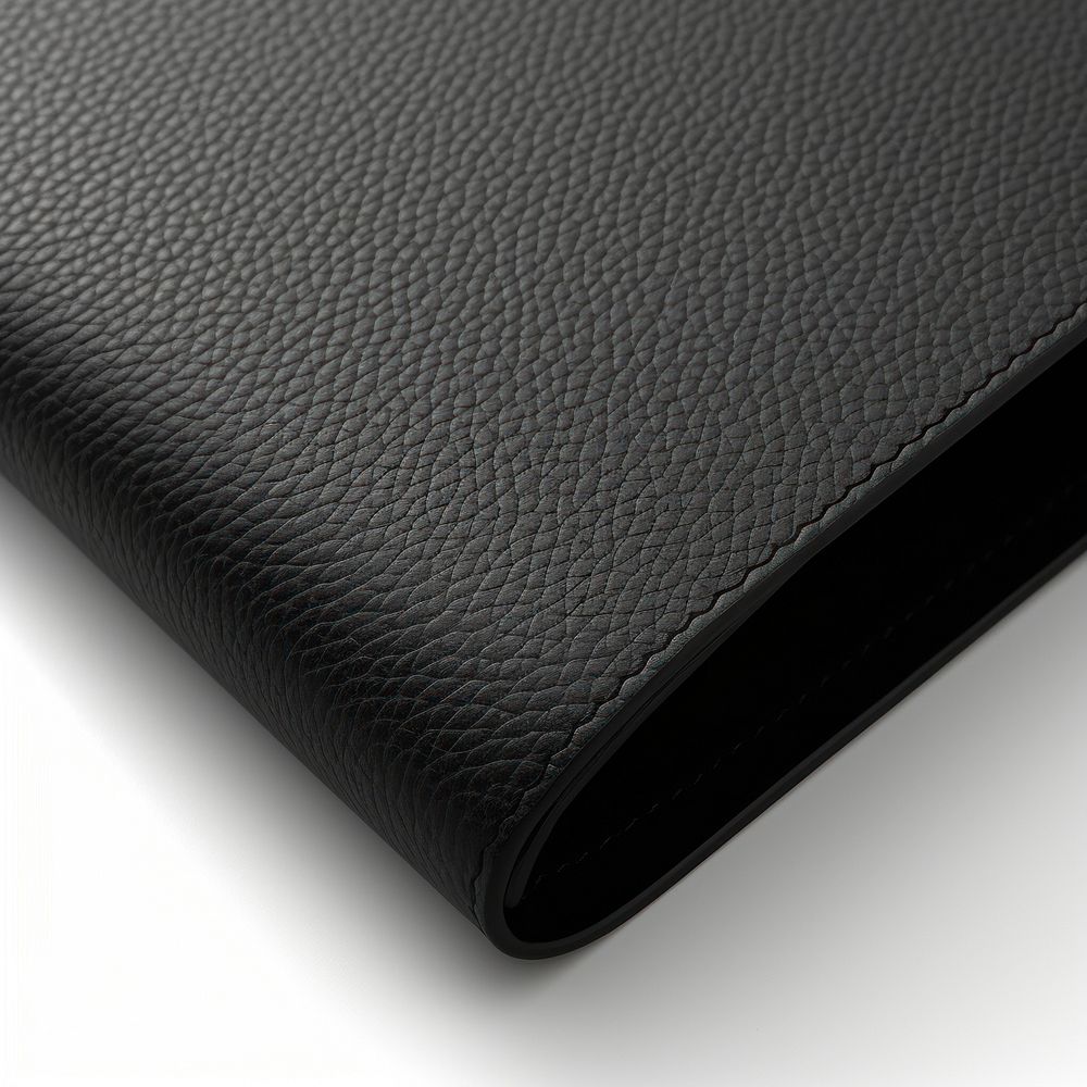 Top view of New black genuine leather wallet backgrounds accessories simplicity.