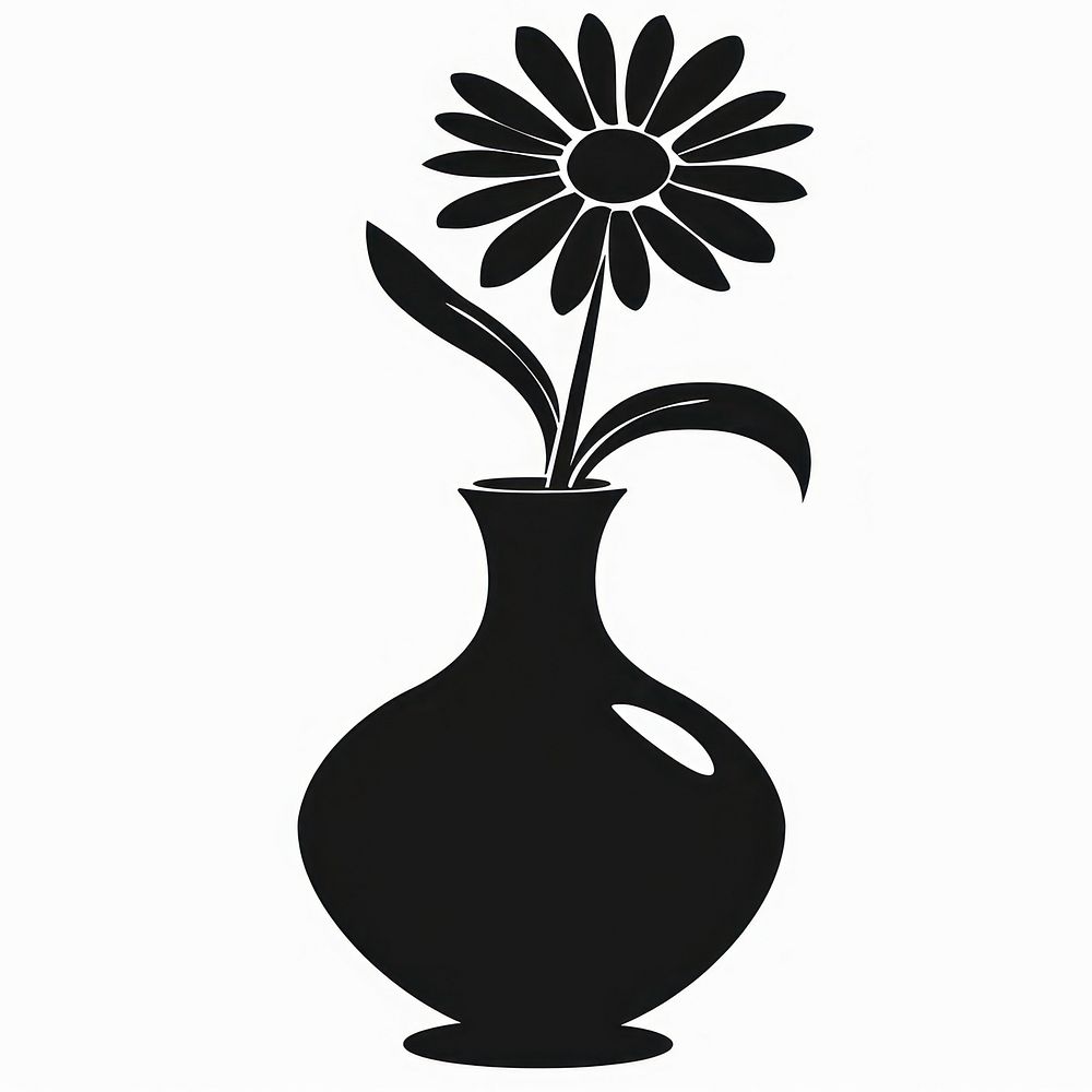 A vase with daisy flower silhouette asteraceae pottery.