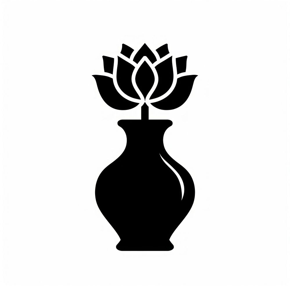A vase with lotus flower silhouette stencil pottery.