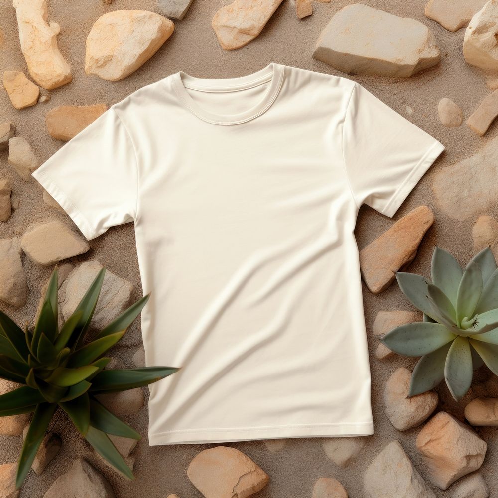 Sand and stone background tshirt mockup clothing apparel.