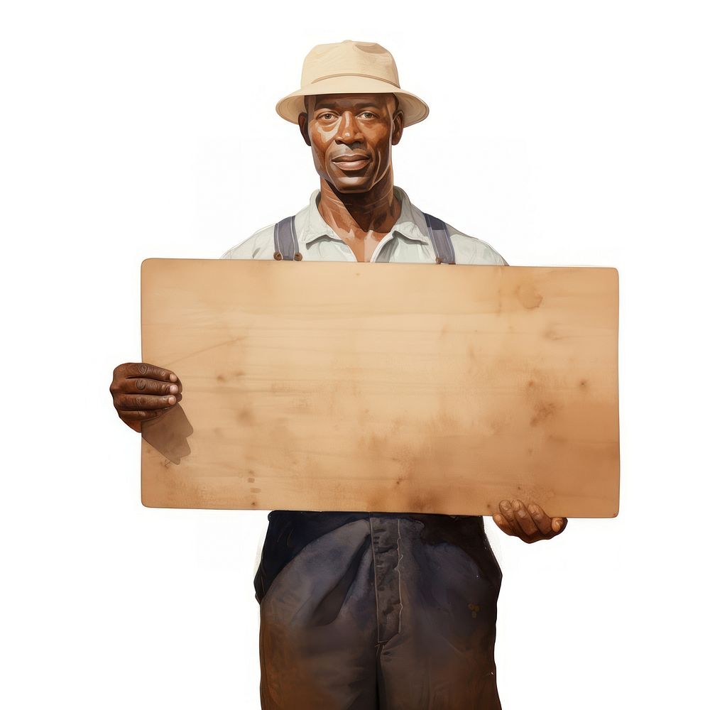 African american farmer person wood blackboard.
