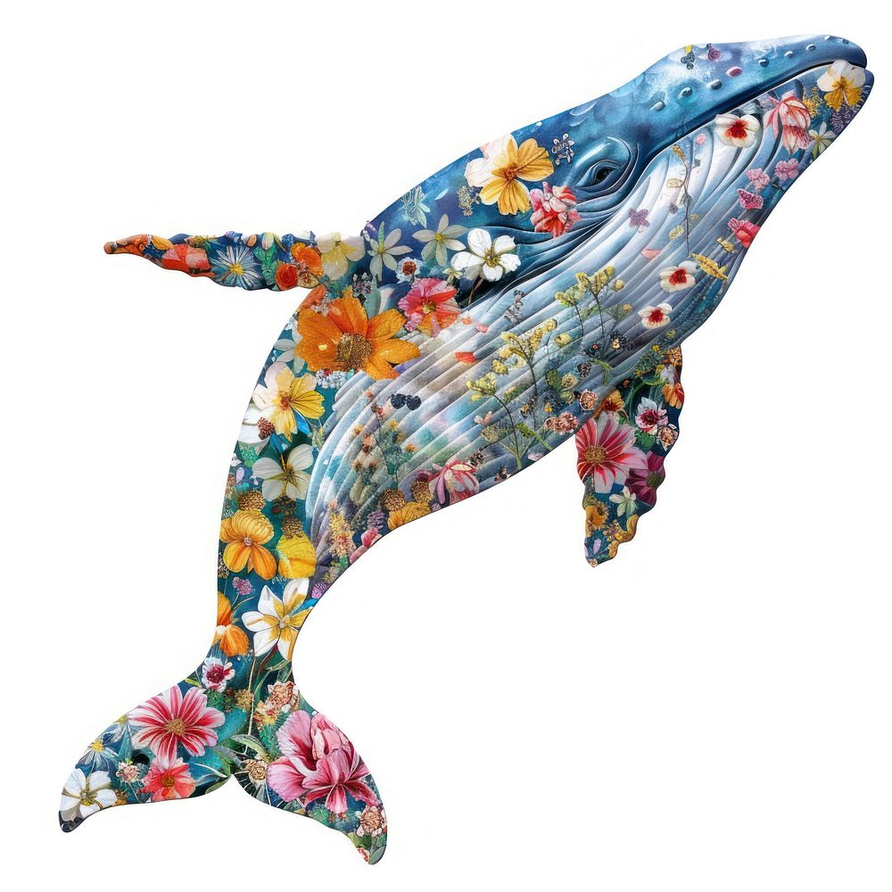 Flower Collage blue whale animal mammal diaper.