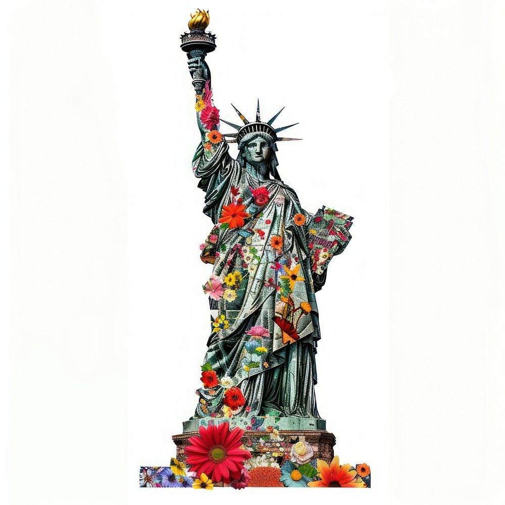Flower Collage Statue of Liberty statue sculpture landmark.