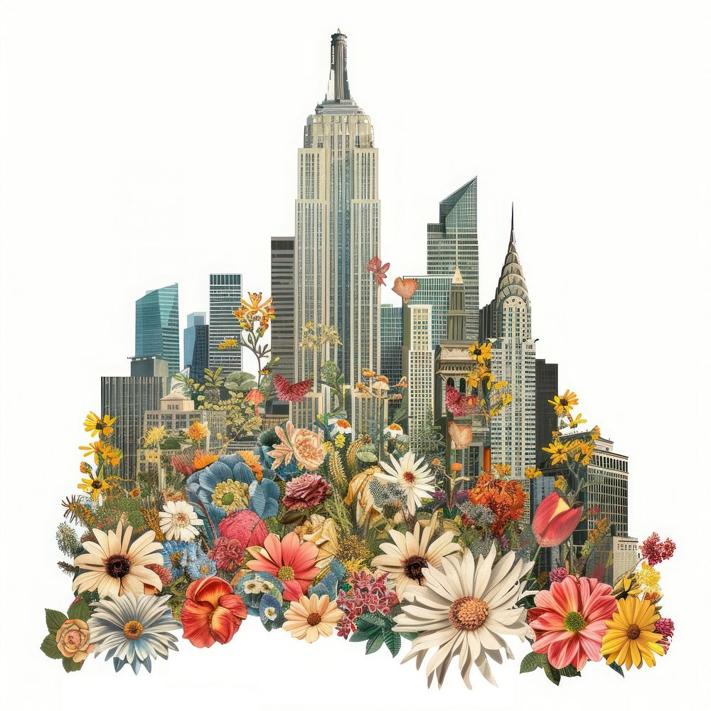Flower Collage building new york city pattern flower architecture.