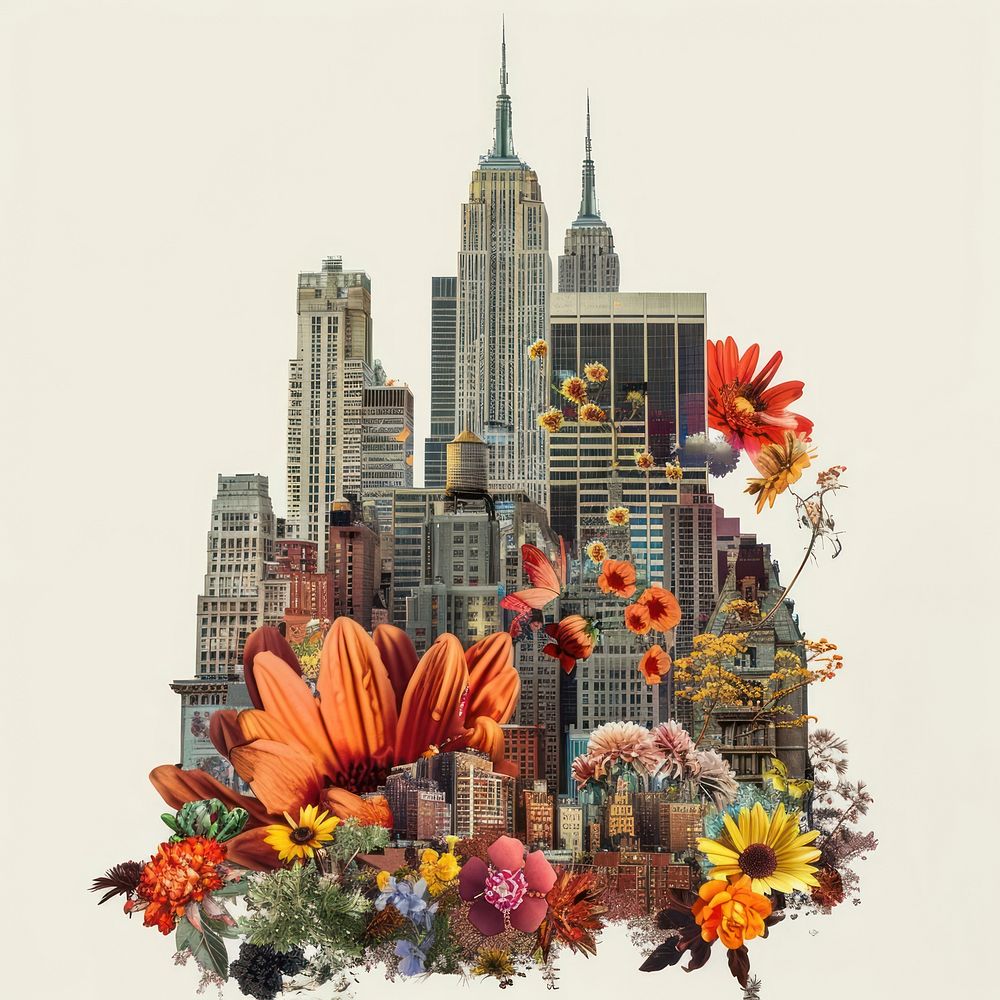 Flower Collage building new york city flower architecture asteraceae.