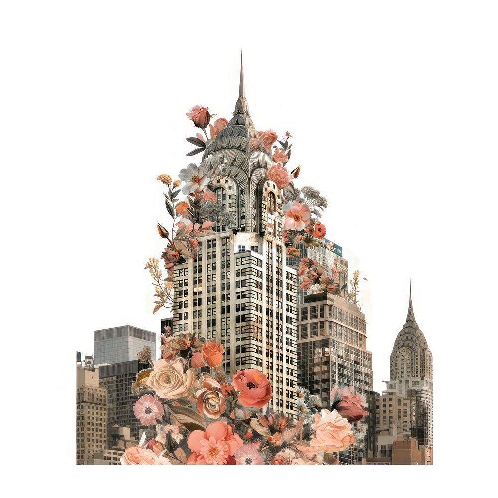 Flower Collage building new york city architecture christmas landmark.