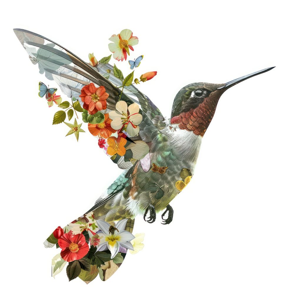 Flower Collage hummingbird animal.