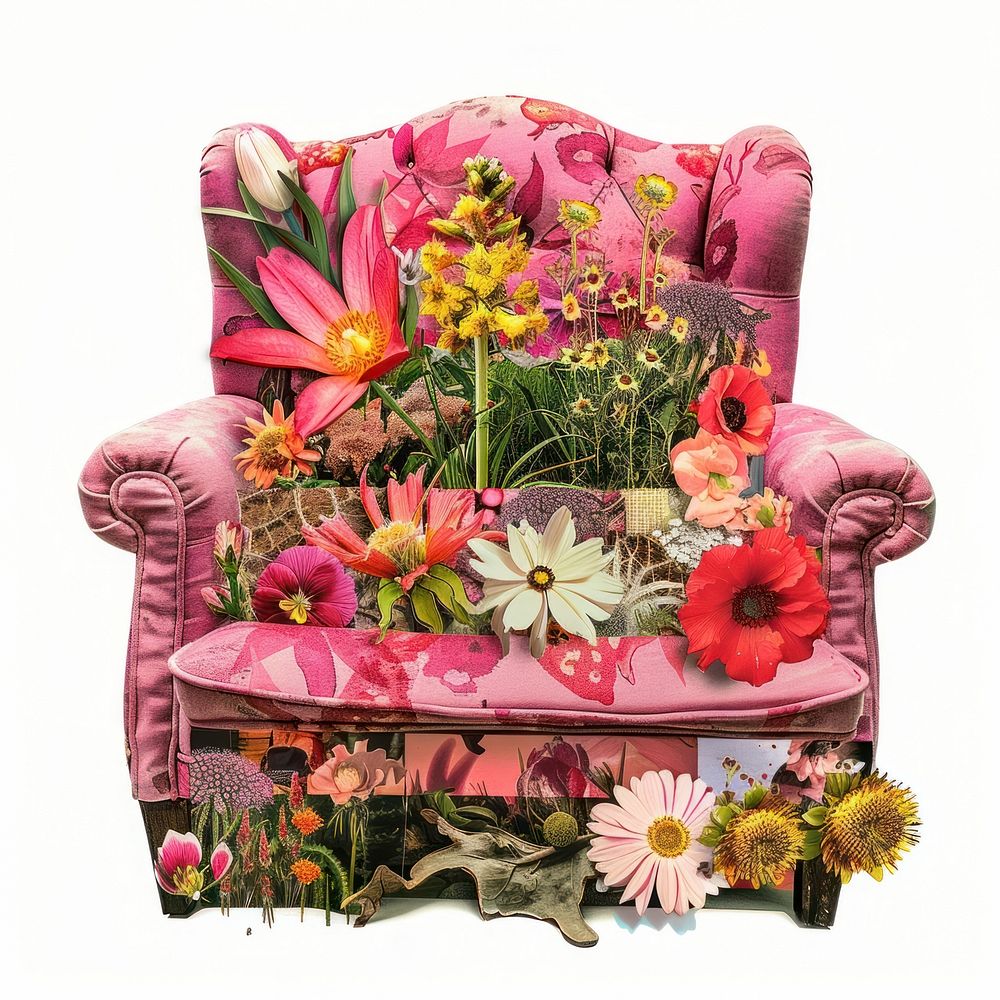 Flower Collage pink sofa pattern flower furniture.