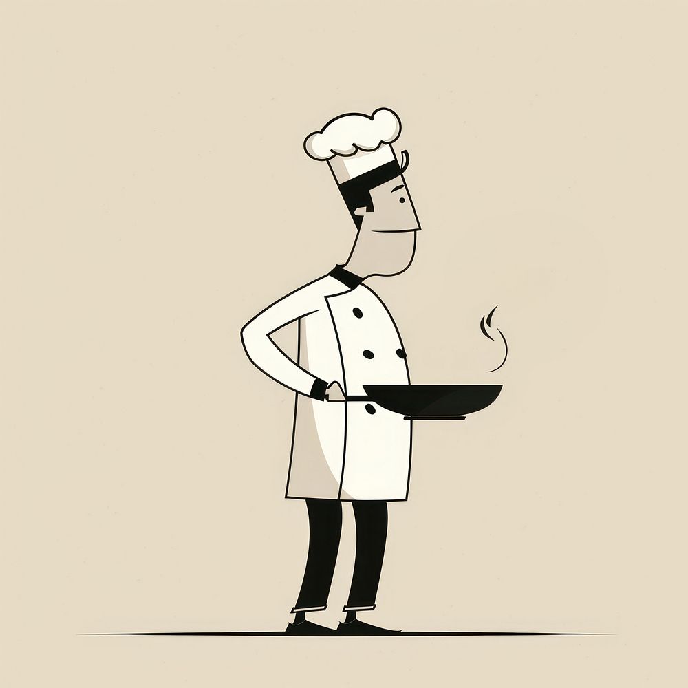 Chef holding a pan cartoon clothing apparel.