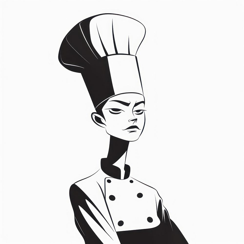 Female chef crosshand art publication illustrated.
