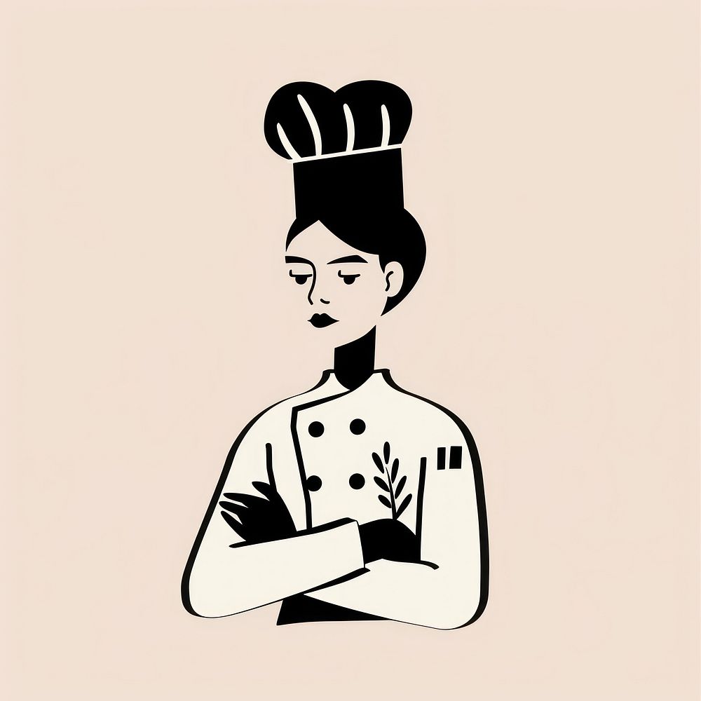 Female chef crosshand art stencil | Premium Photo Illustration - rawpixel