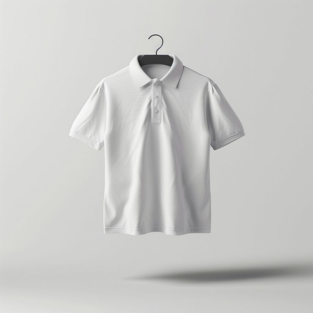 Blank wite polo shirt mockup clothing apparel t-shirt.
