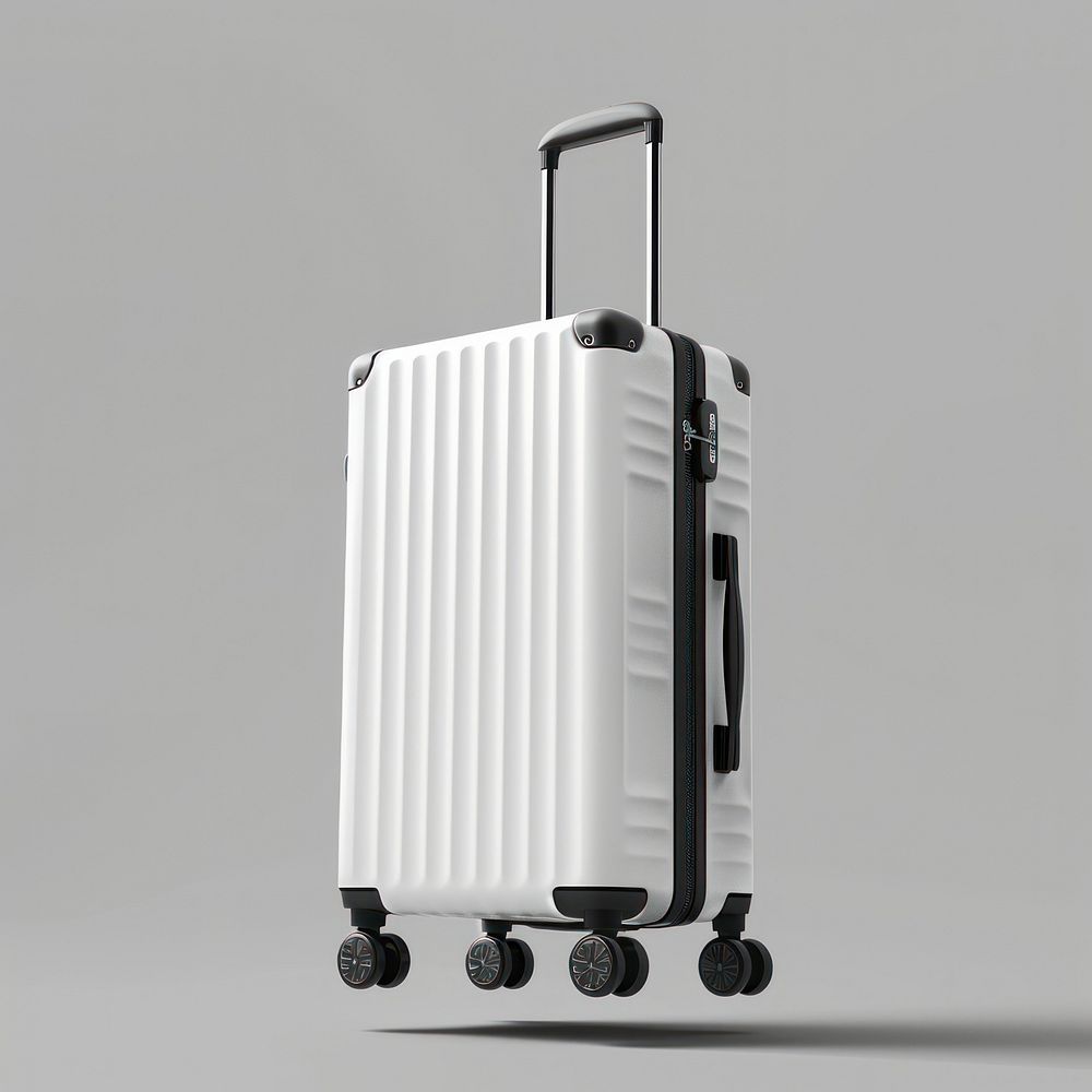 Blank wite luggage mockup suitcase baggage.