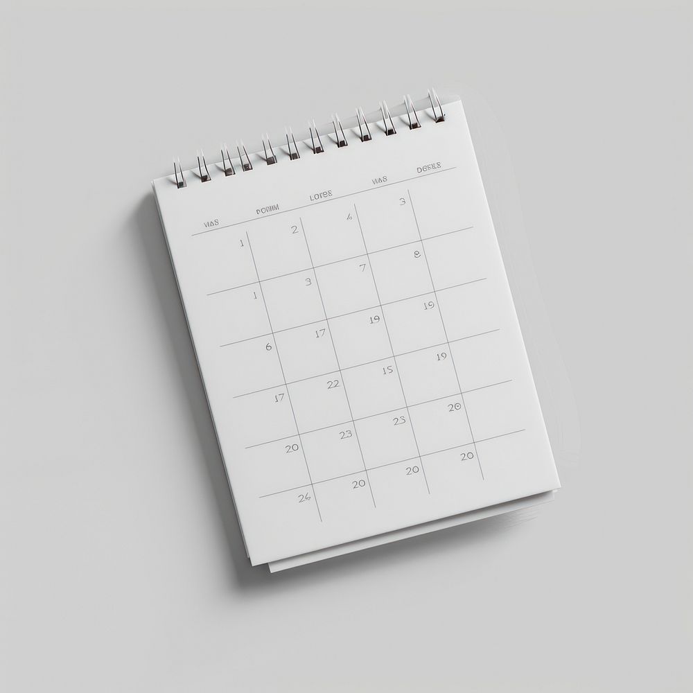 Blank wite desk calendar mockup clapperboard page text.