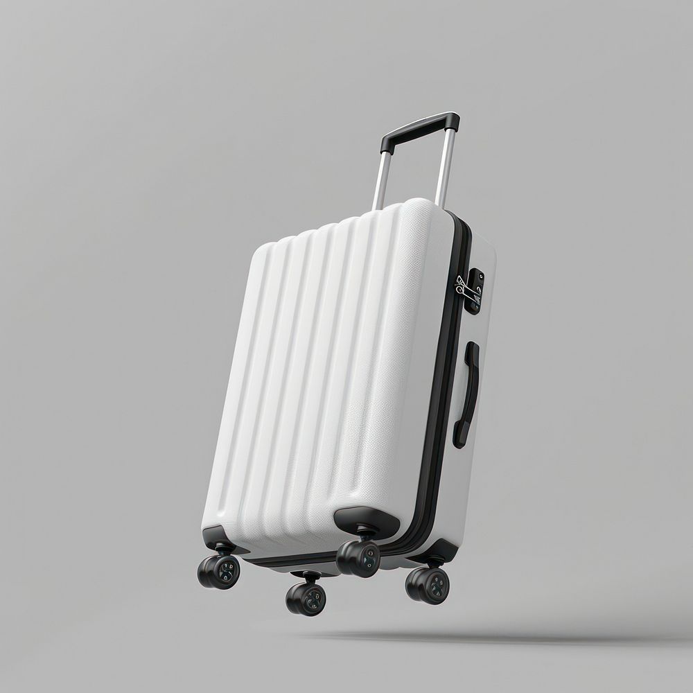 Blank wite luggage mockup suitcase baggage.