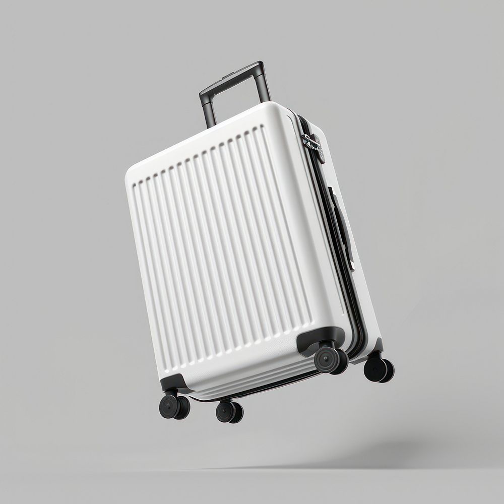 Blank wite luggage mockup furniture suitcase baggage.