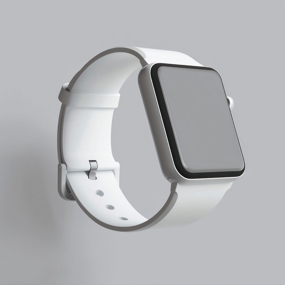 Blank wite smartwatch mockup electronics wristwatch person.