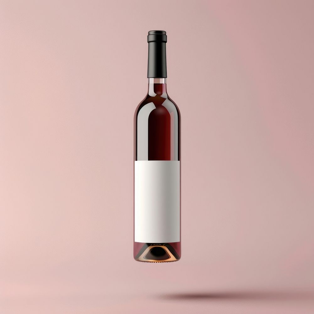 Wine mockup beverage alcohol bottle.