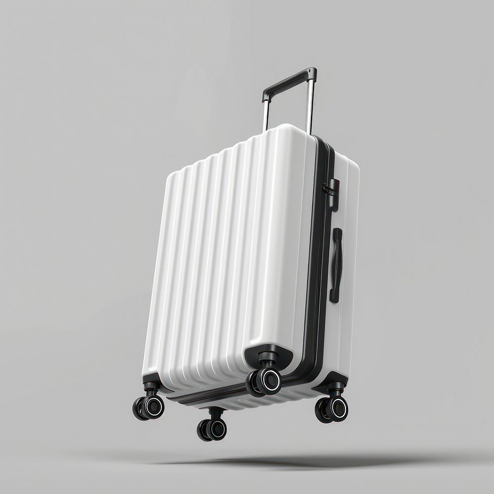 Blank wite luggage mockup suitcase baggage device.