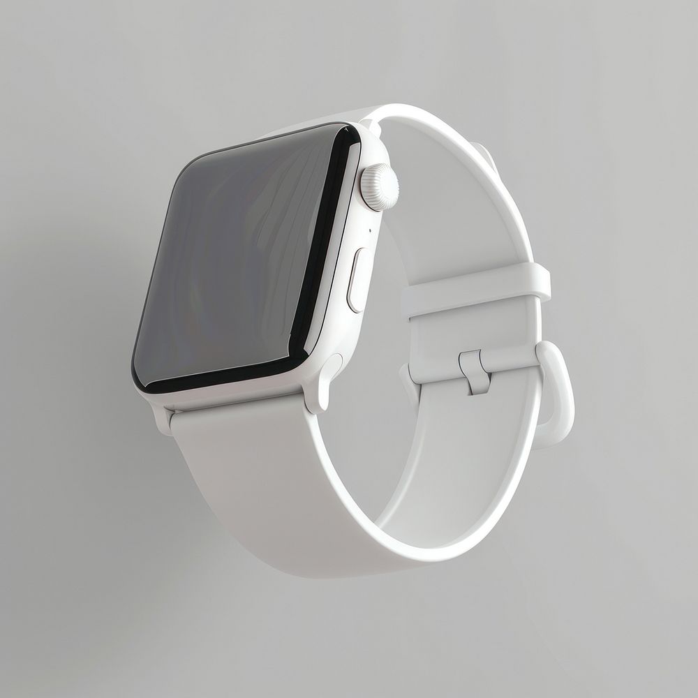 Blank wite smartwatch mockup electronics wristwatch person.