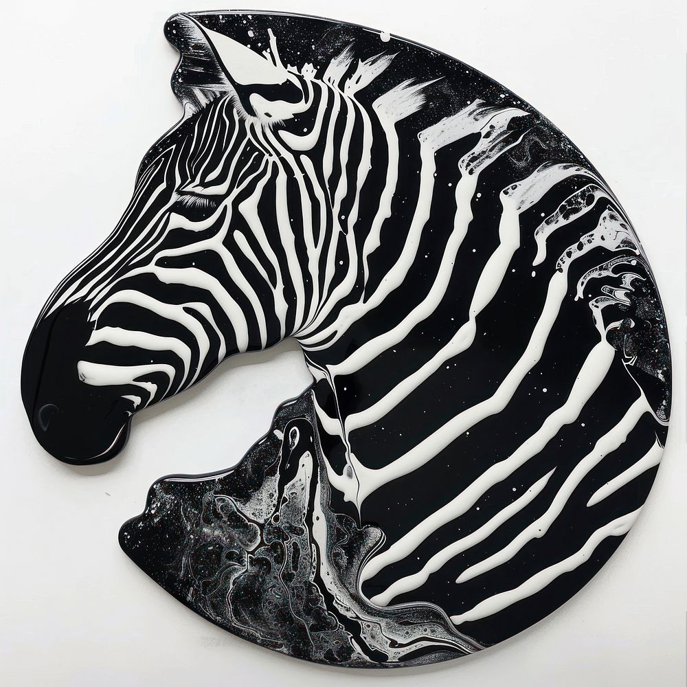 Acrylic pouring zebra wildlife animal mammal.