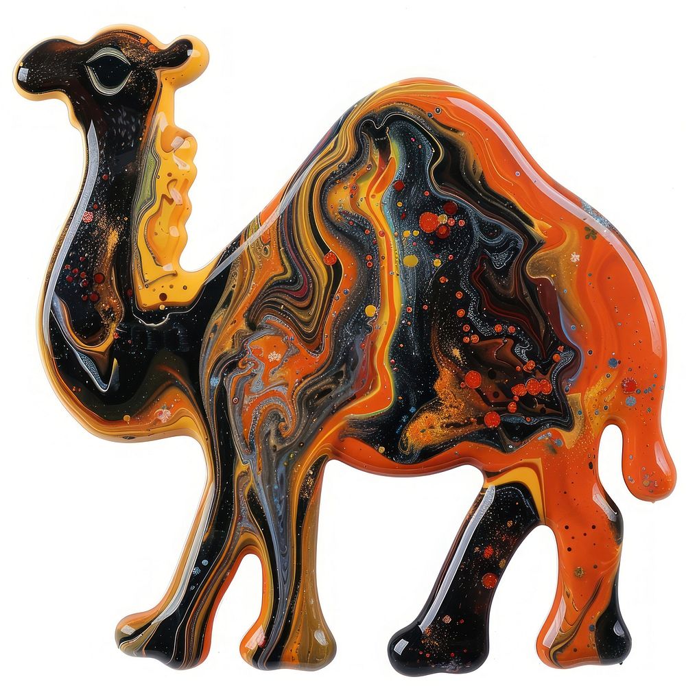 Acrylic pouring camel livestock animal mammal.