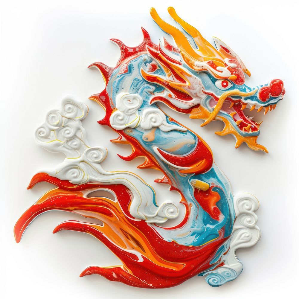 Acrylic pouring chinese dragon accessories accessory porcelain.