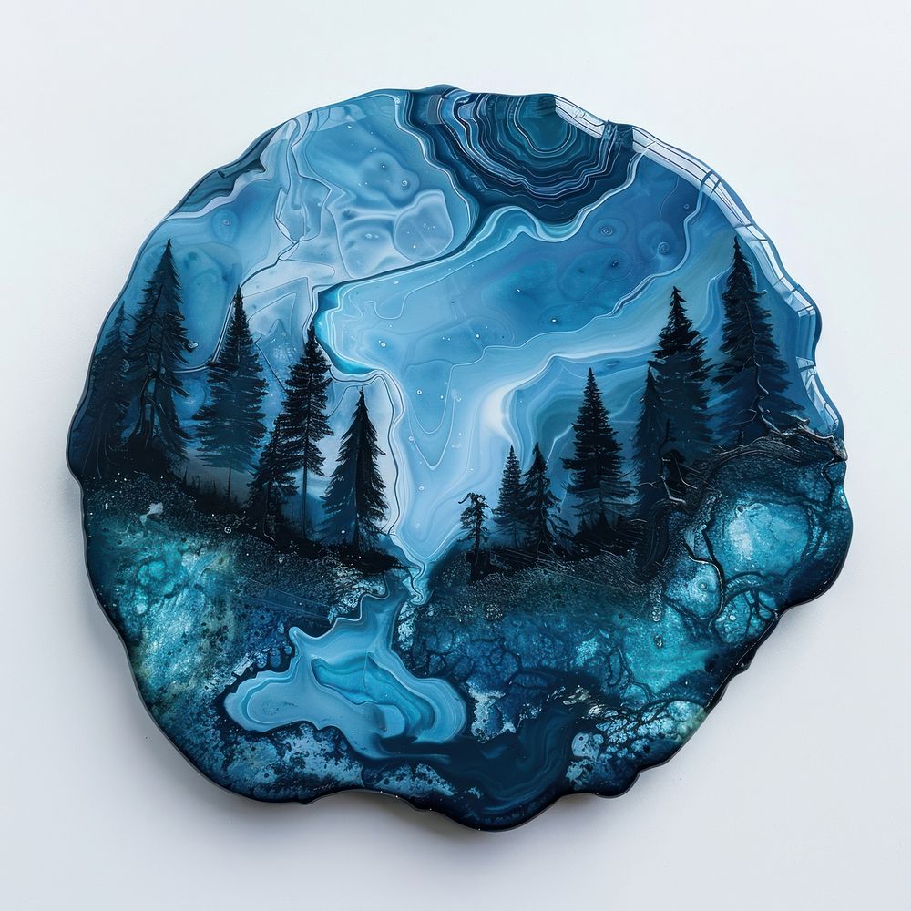 Acrylic pouring forest accessories accessory turquoise.