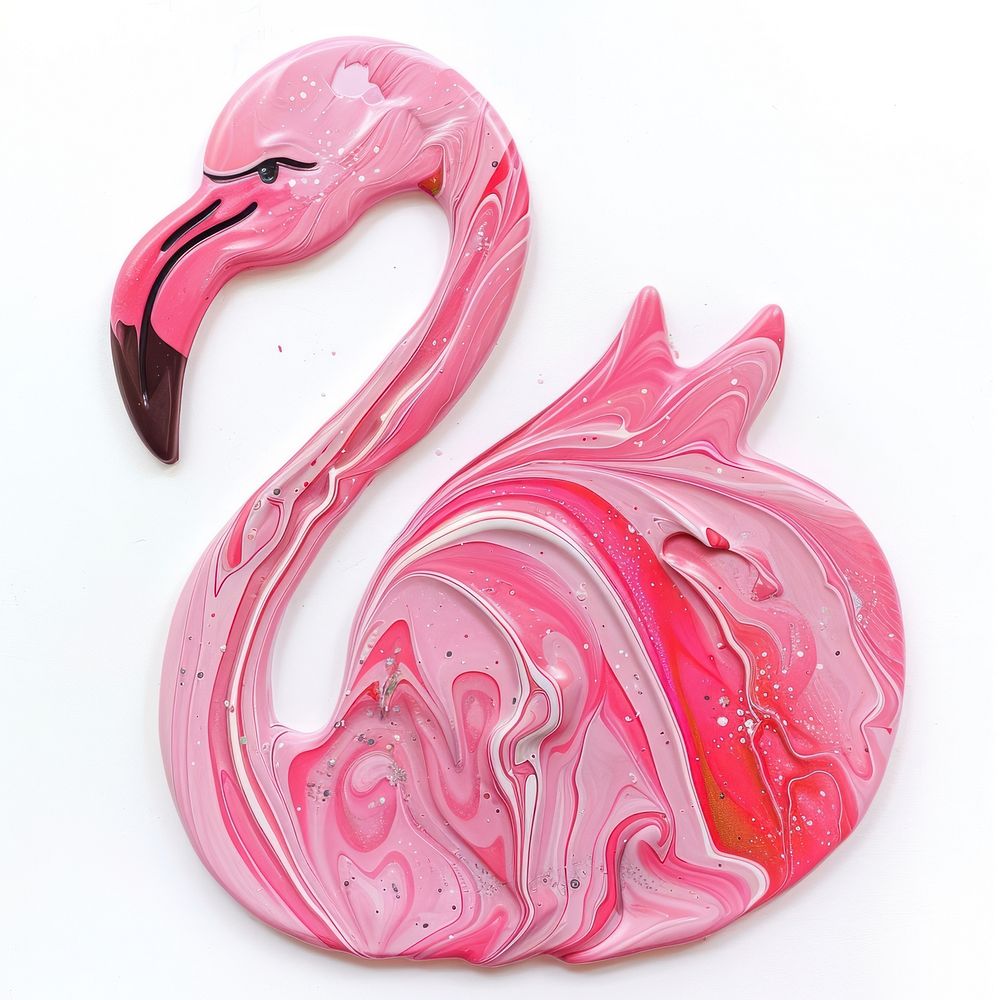 Acrylic pouring flamingo animal bird beak.