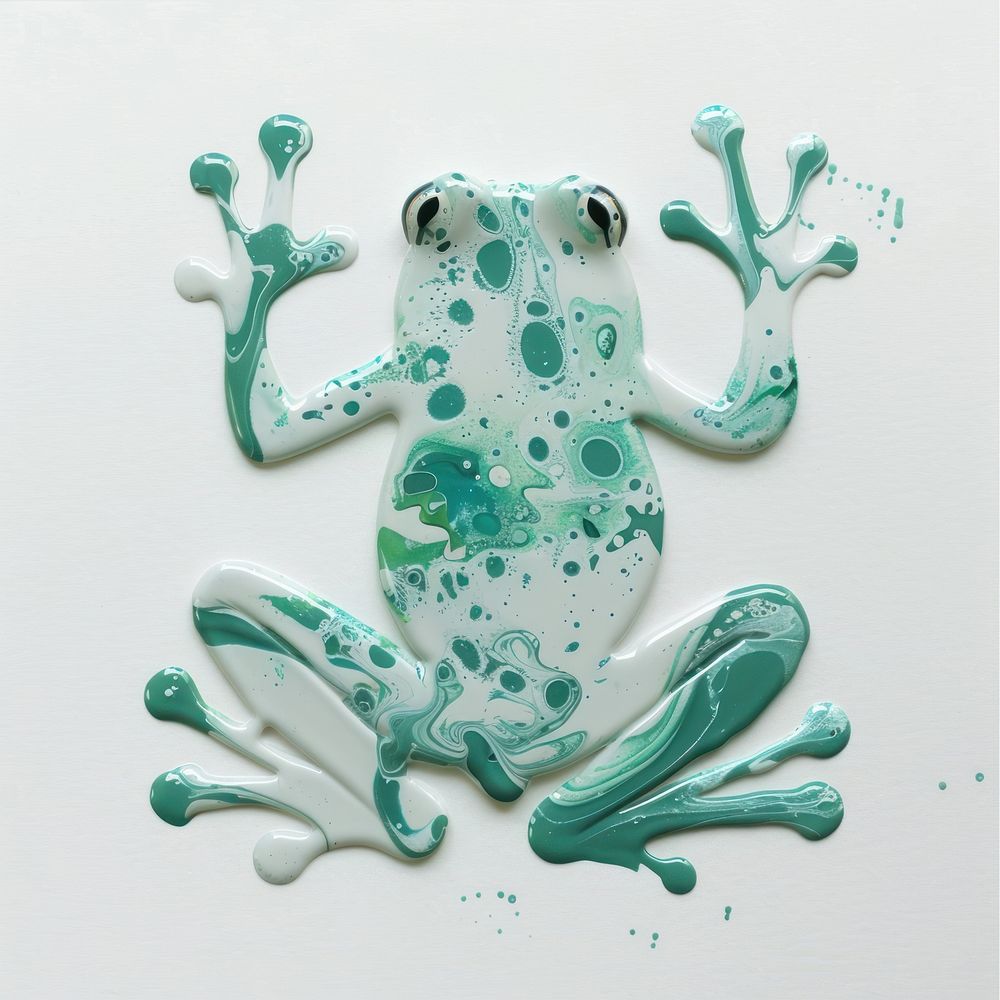 Acrylic pouring frog amphibian wildlife animal.