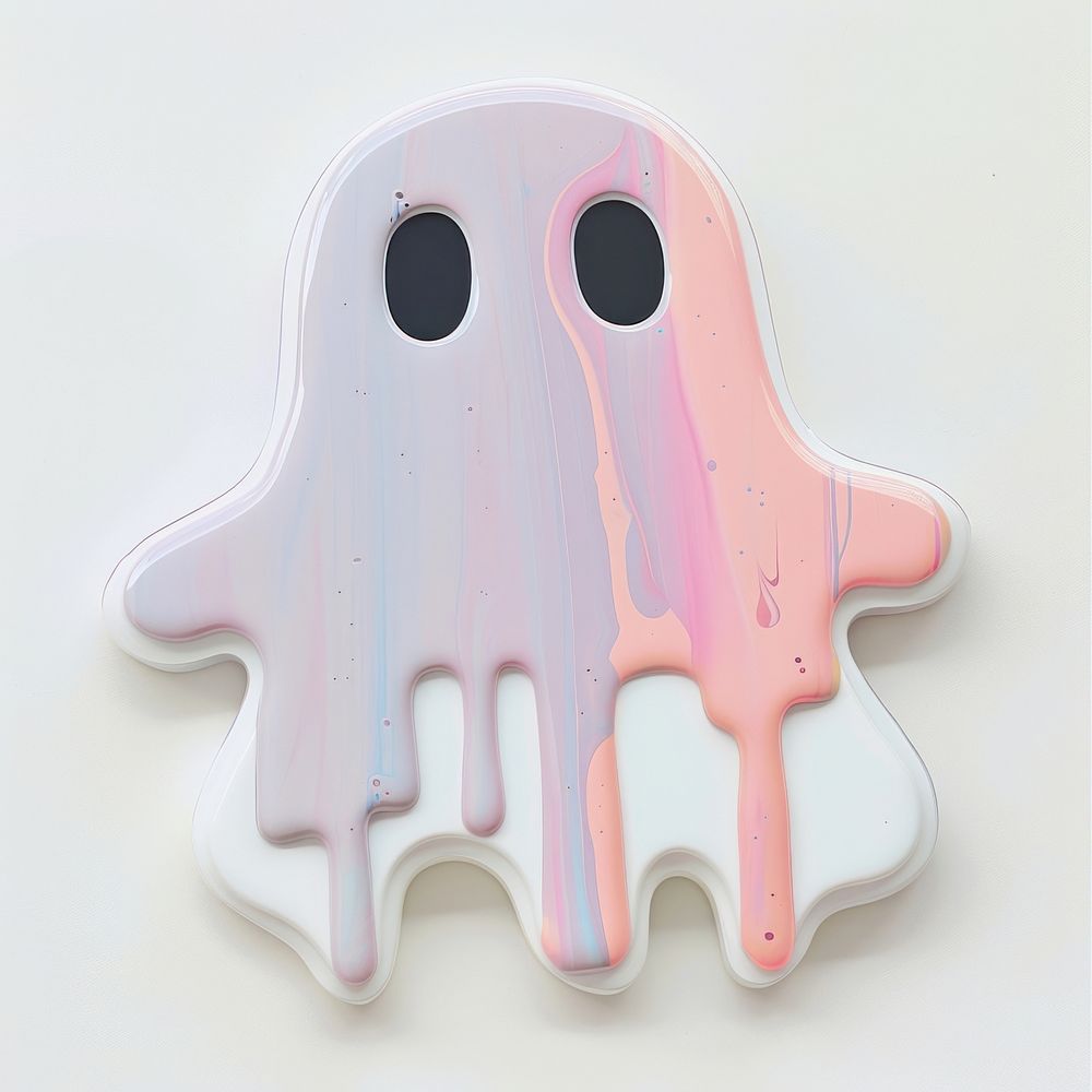 Acrylic pouring ghost icon appliance palette device.