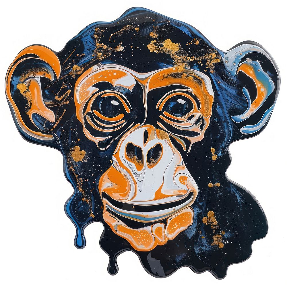Acrylic pouring monkey ape clothing wildlife.