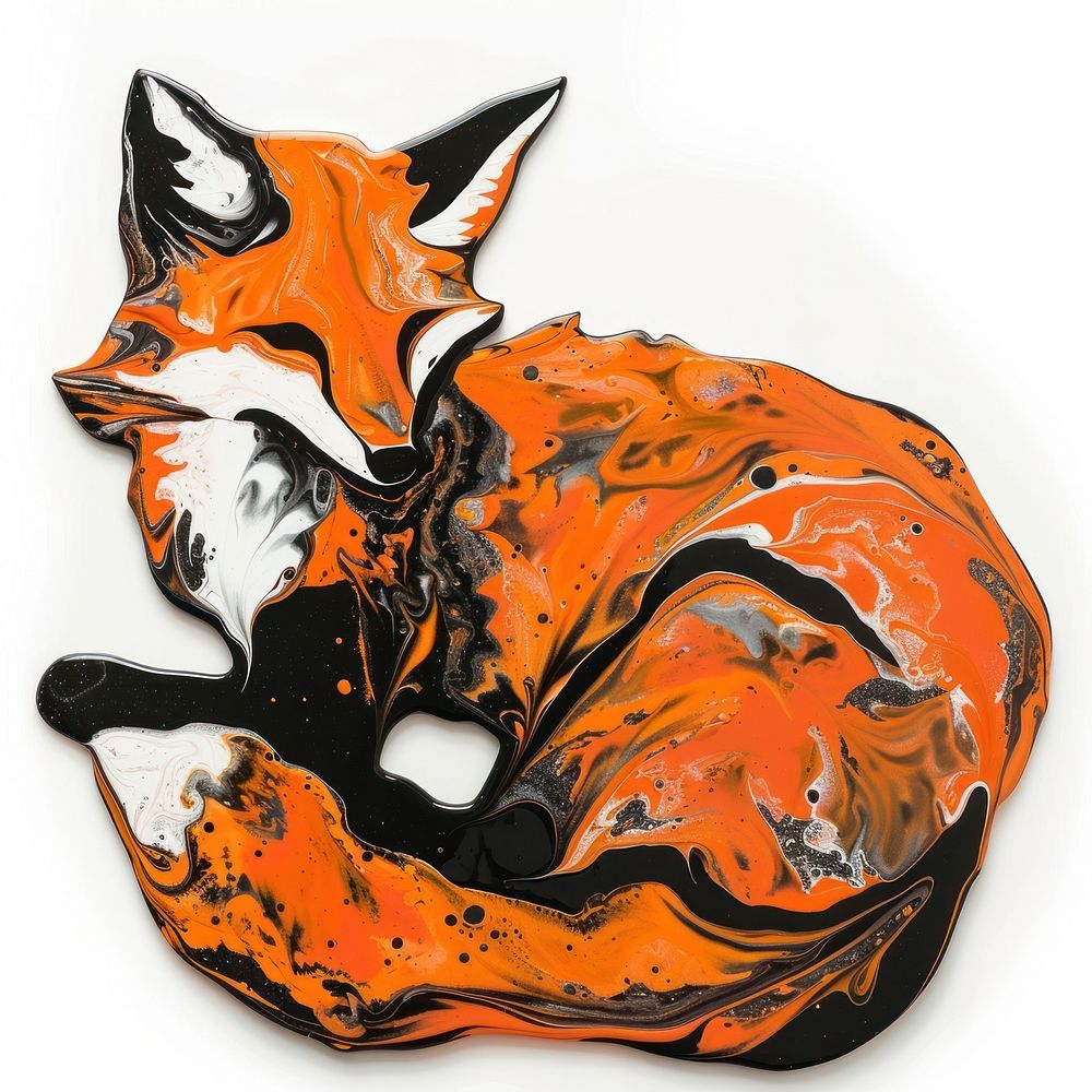 Acrylic pouring paint fox wildlife person tattoo.